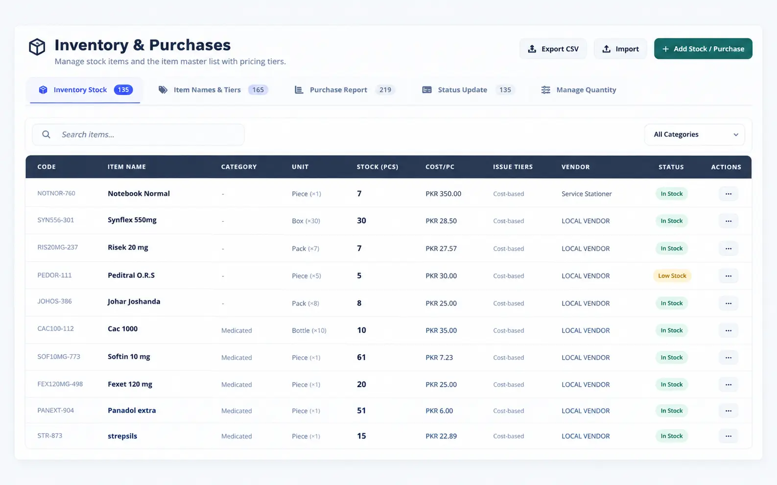 Inventory Dashboard Preview
