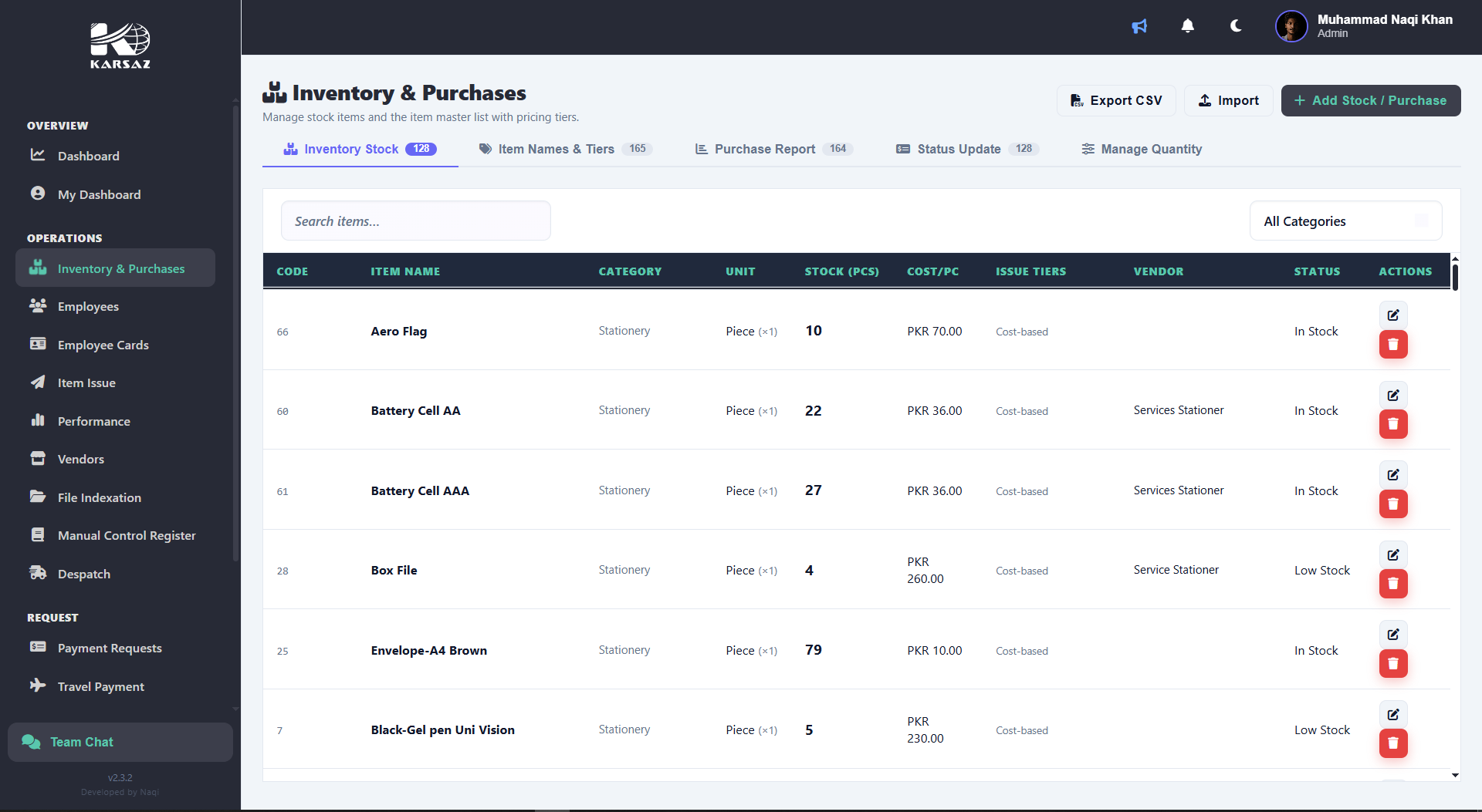 Inventory and HR Management Dashboard screenshot 5