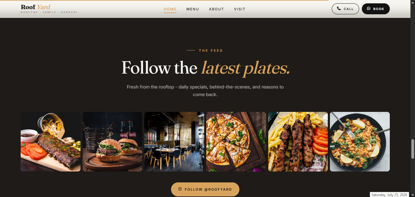 Roof Yard Restaurant Website UI/UX Design screenshot 4