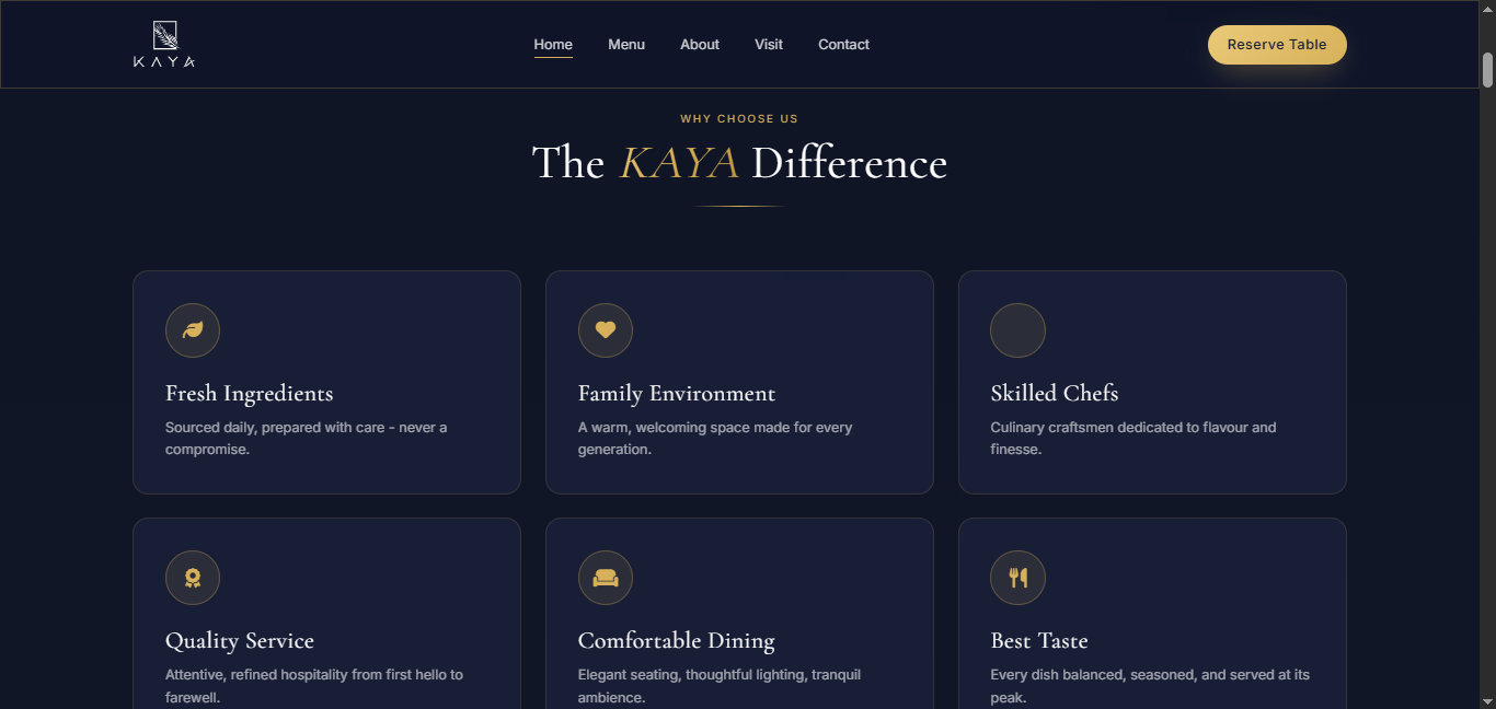 Premium Restaurant Website Design for KAYA screenshot 1