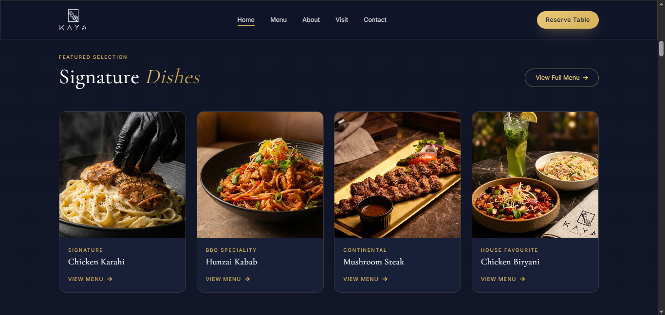Premium Restaurant Website Design for KAYA screenshot 2