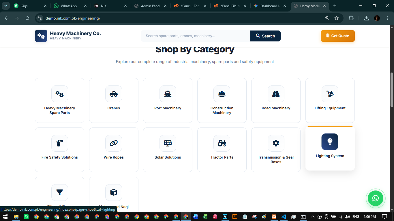 Heavy Machinery and Industrial Equipment Website Development screenshot 2