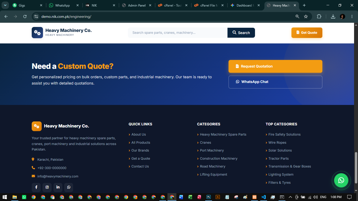 Heavy Machinery and Industrial Equipment Website Development screenshot 3