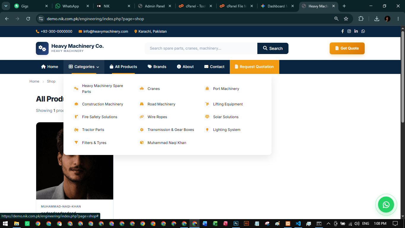 Heavy Machinery and Industrial Equipment Website Development screenshot 4