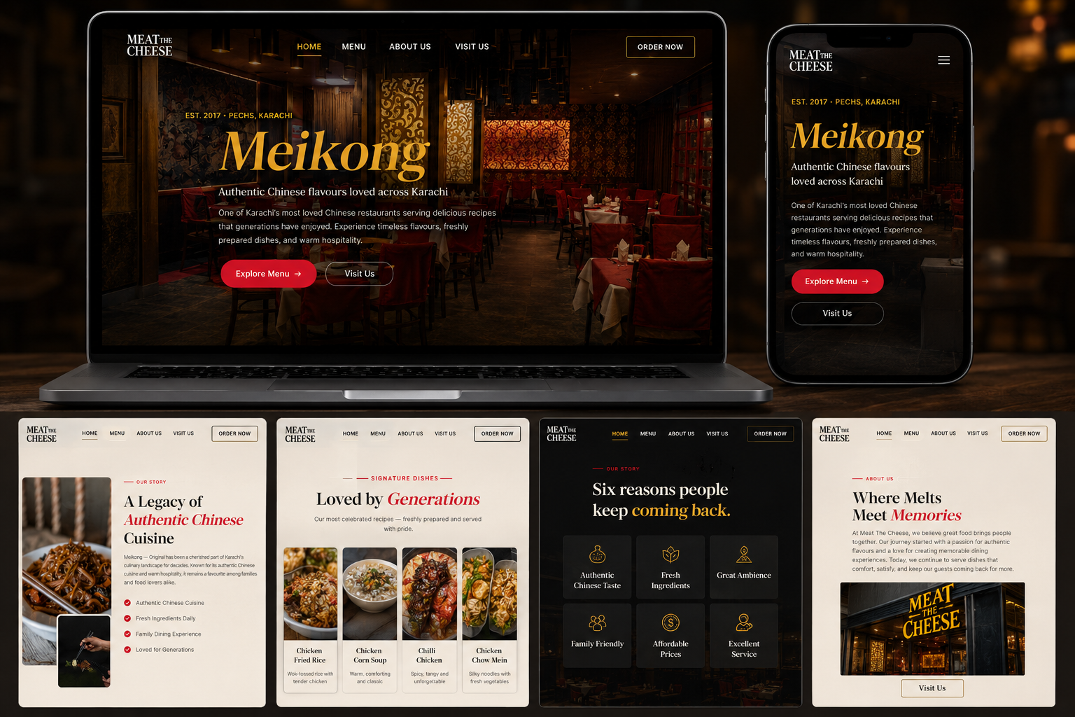 Meikong Restaurant - Premium Responsive Website UI/UX Design