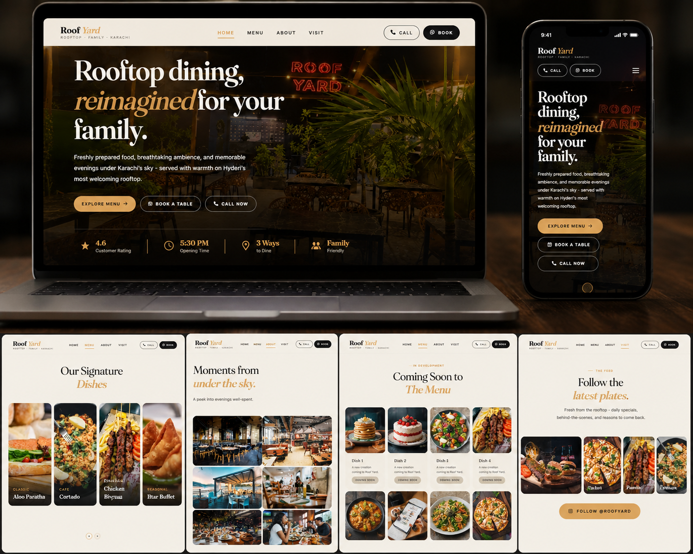 Roof Yard Restaurant Website UI/UX Design