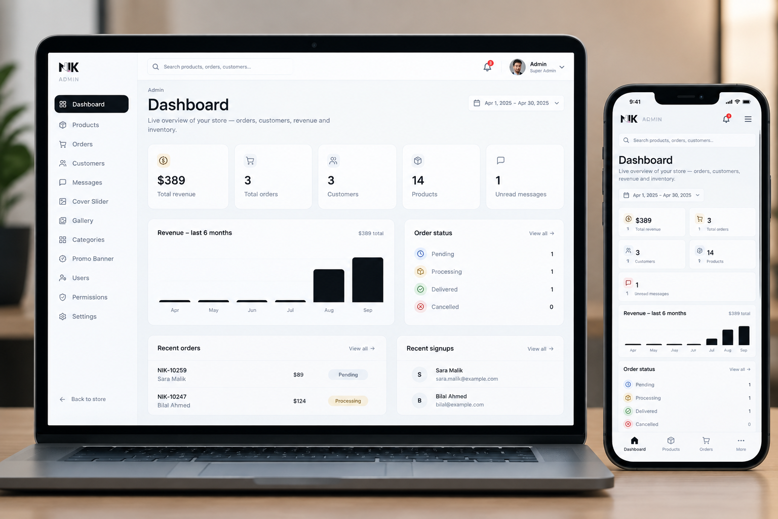 Fashion Store Management Dashboard