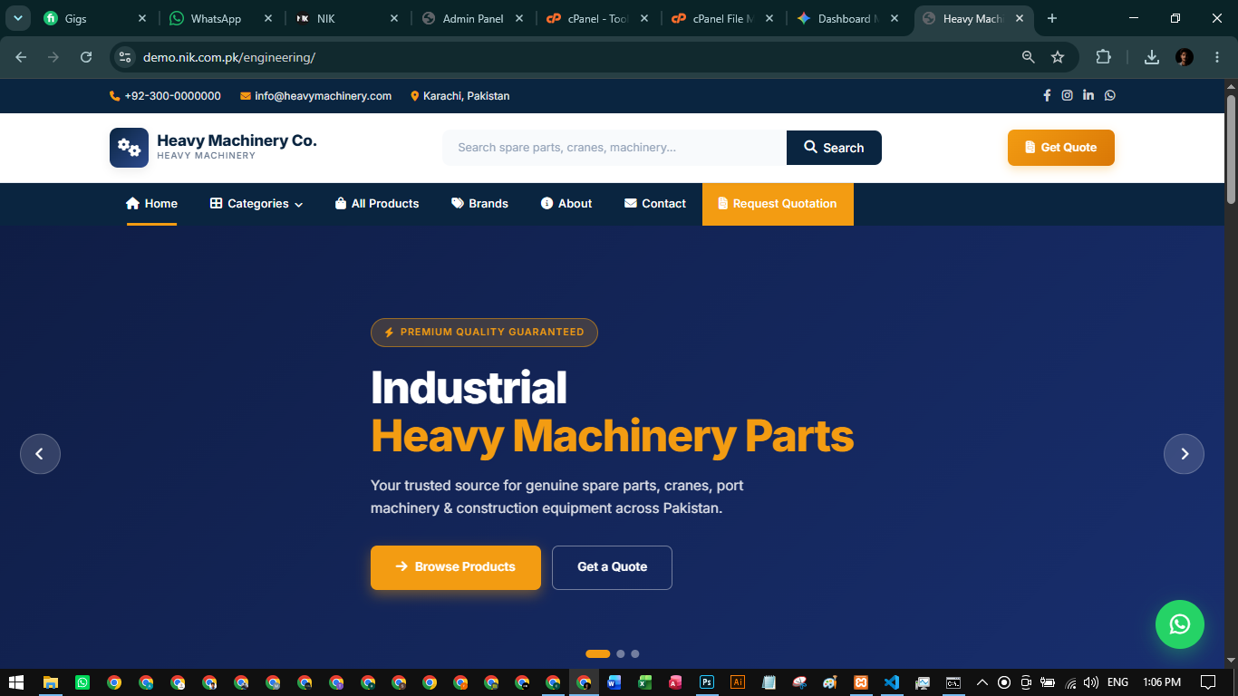 Heavy Machinery &amp; Industrial Equipment Website Development
