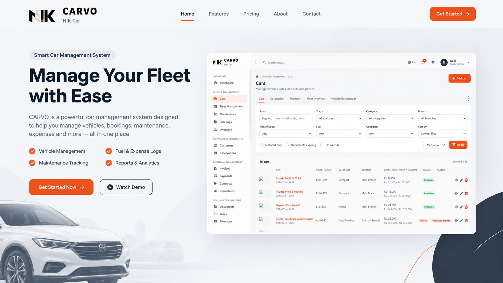 Carvo Car Rental System